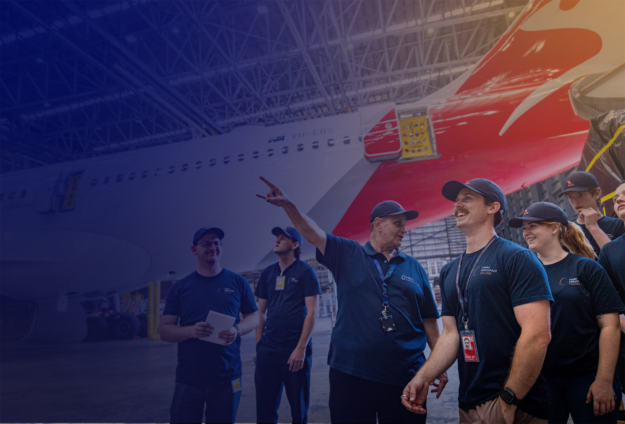 Pre-apprenticeship candidates touring Qantas Hangar 3